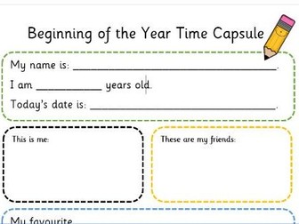 Beginning of the Year Time Capsule