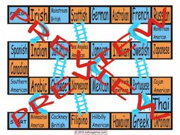 Accents and Dialects Chutes and Ladders Board Game