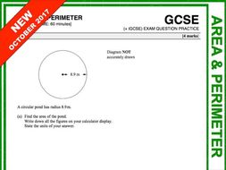 GCSE 9-1 Exam Question Practice (Area + Perimeter)