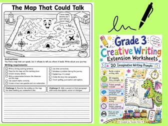 Grade 3 Creative Writing Extension Worksheets | 20 Imaginative Writing Prompts