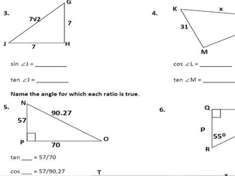 Trigonometric functions basic practice and solving right triangles