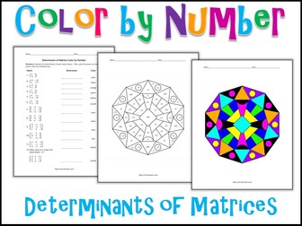 Determinants of Matrices Color by Number