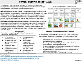 Supporting Dyslexic Pupils in Geography
