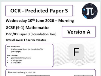 OCR Maths - Predicted Paper 3 (F) - 2026 (Version A)