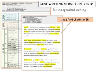 GCSE Writing Structure Strip - Holiday