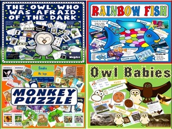*STORY BUNDLE* 4 STORIES - OWL BABIES, OWL AFRAID OF THE DARK, MONKEY PUZZLE, RAINBOW FISH - EARLY YEARS TO KEY STAGE 1, ANIMALS, EMOTIONS, FRIENDSHIP, FAMILY, FEELINGS, SCIENCE