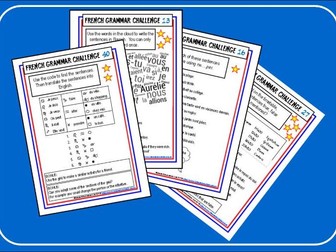 French Grammar Challenge Cards