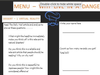 Menu Style Activity Sheet - Danger Zones