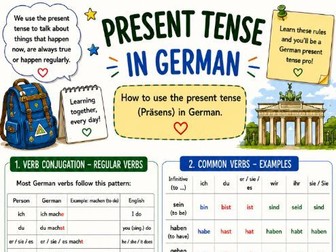 Present Tense German Grammar Sheet