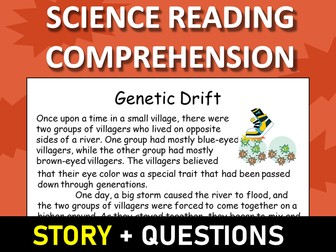 Genetic Drift Reading Science Story Comprehension Questions Worksheet