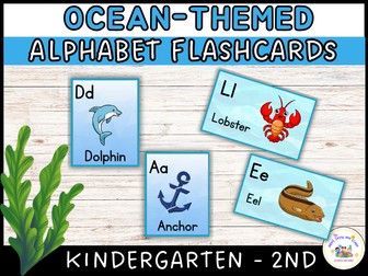 A-Z Ocean-Themed Alphabet Flashcards