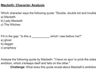 Macbeth Character analysis