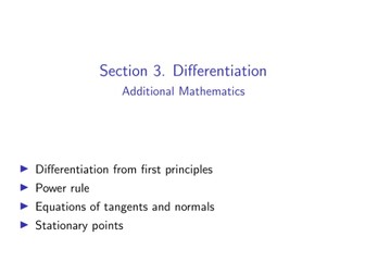 WJEC L2 Additional Maths — Section 3. Differentiation