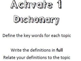 Dictionaries for Year 7, 8 and 9