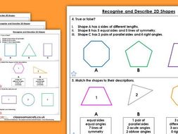 Year 3 Recognise and Describe 2D Shapes Summer Block 3 Maths Homework Extension | Teaching Resources