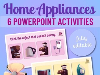 Home Appliances: 6 Interactive PPT Games (40 Words)