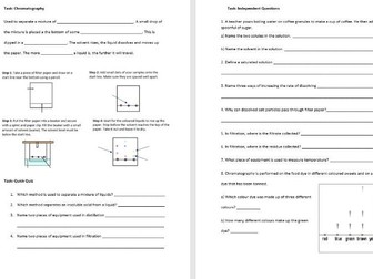 KS3 Particles and Solutions revision worksheet