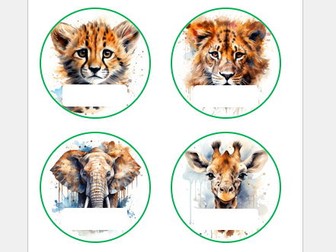 Editable African Animal Peg Labels/ Self Registration Labels/ Classroom Organisation