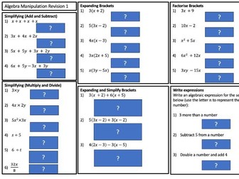 GCSE Foundation Maths Revision Sheet - Algebra Manipulation