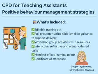 TA CPD -Positive Behaviour Management Strategies for Primary Classrooms. PPT, script, ceritficate
