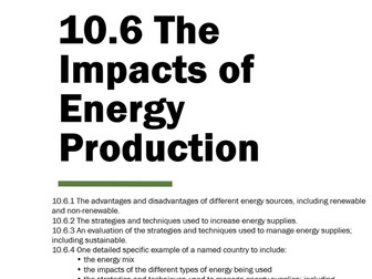The impacts of Energy Production - IGCSE Geography - Resource Provision (First exam 2027)