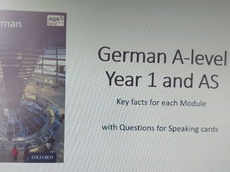 A-level German AQA Year 1/AS fact sheets for each topic