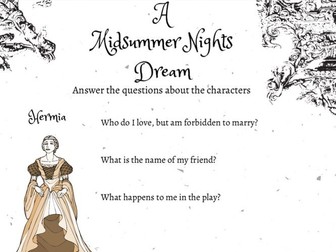 A Midsummer Night's Dream Character Worksheet