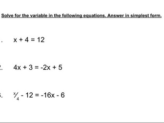 Algebra Solving for Variables + Guidance