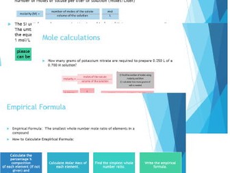 Chemical Formulae, Equations and Calculations: Interactive Presentation