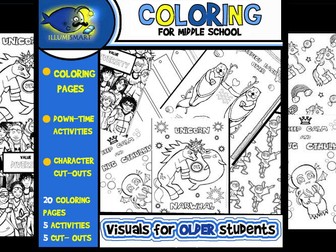 Coloring Pages For Middle School Upper Elementary Kids 30 Pages