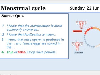 Year 7 Menstrual Cycle Lesson
