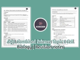 AQA Combined Science Topic 1 Cell Biology | Revision notes