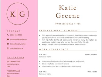 CV  Template pink design