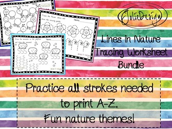 Tracing Activity - Lines in Nature Pre-Writing Worksheet Bundle