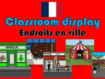 French: Classroom display - Places in the town A-Z