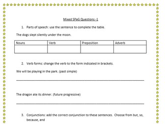 SPaG revision sheets for  year 5/6