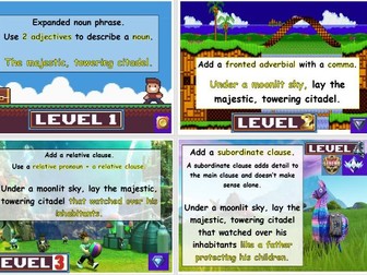 Level up writing posters