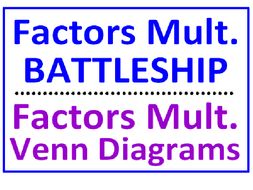 Factors and Multiples Battleship PLUS Factors Multiples with Venn Diagrams