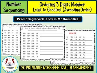 Ordering 3-Digit Numbers – Least to Greatest (Ascending Order) Worksheets
