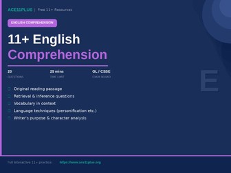 11+ English Comprehension Practice Paper | GL & CSSE Style | 20 Questions with Answers