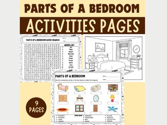 Label the Bedroom Parts – ESL Home Learning Worksheets with Coloring Pages