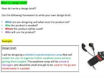 KS3 design brief and design specification lesson