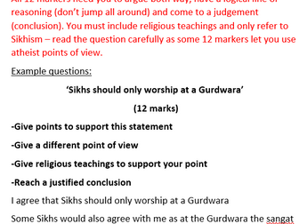 RS GCSE AQA Sikhism exam questions and answers
