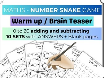 0 to 20 ADDING AND SUBTRACTING Number Snake