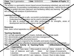 KS3/Lower KS4 Gymnastics Balances Lesson Plan