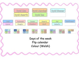 Days of the week flip calendar - Colours Welsh Edition