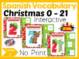 Spanish Numbers 1 - 21 - No Print Interactive Christmas Game | Teaching