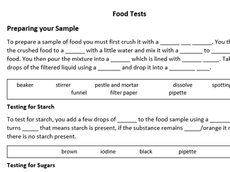 Food Tests Gap Fill