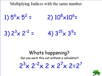 Calculating using the 3 rules of Indices Lesson 1