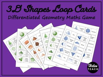 3D Shapes Geometry Loop Cards Game Differentiated